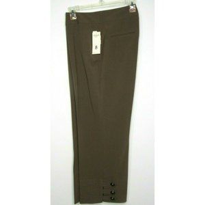 New Lena Gabrielle Pants Brown Straight Leg Cropped Pants Leg Detail